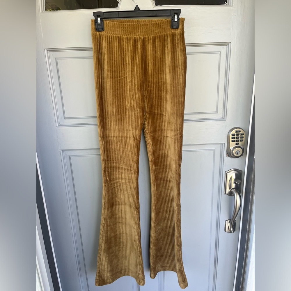 Aerie NEW Groove-On Velour High Waisted Flare Pant, Taille Haute,Women’s XS Tall - Picture 3 of 15